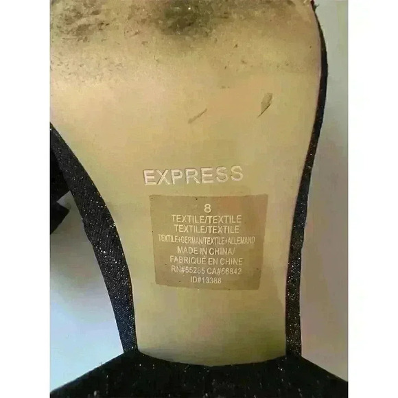 Express Women's Black Glitter Ankle Boots Size 8 High Heel Block Booties - Picture 6 of 11